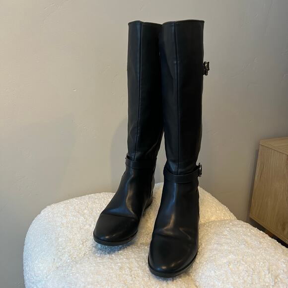 Naturalizer Sahara Black Tall Vegan Leather Boots size 8M - Picture 2 of 9